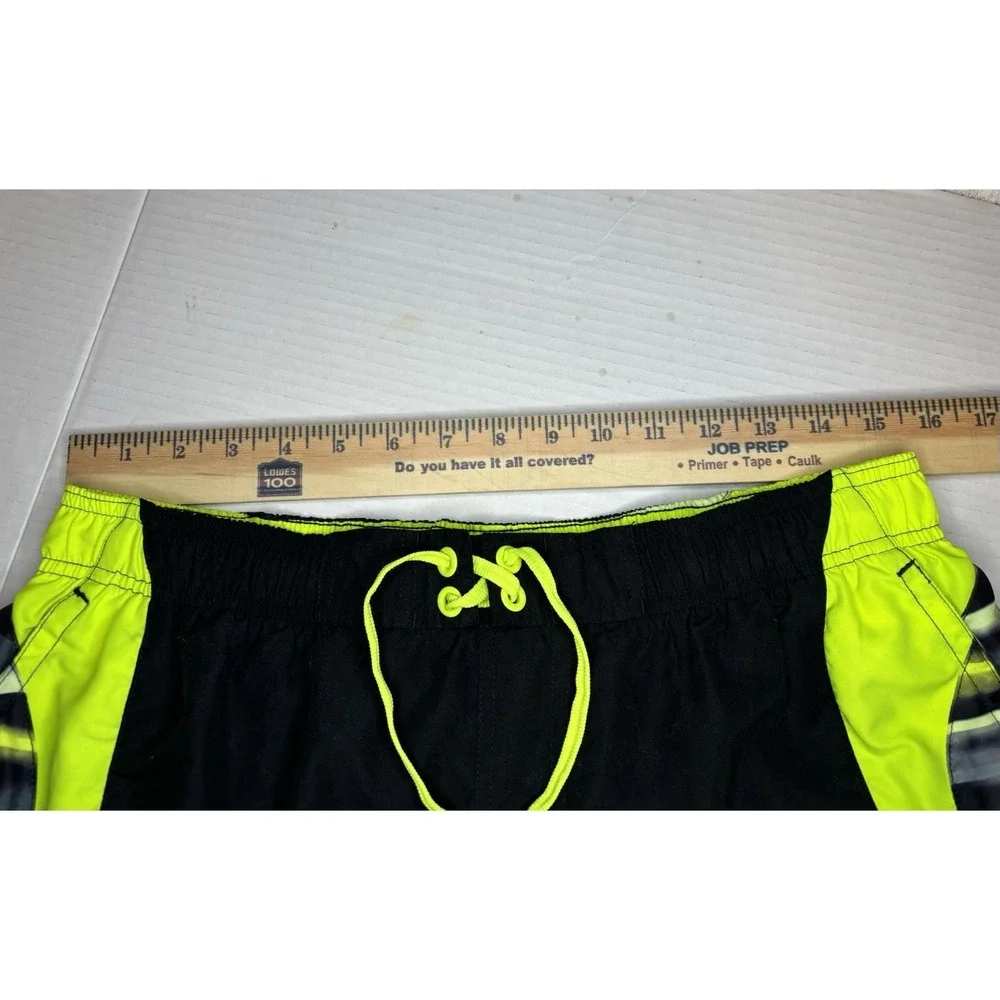 NIKE Black/Green Men Swim Shorts Beach Bottoms Drawstring Lined Size Large